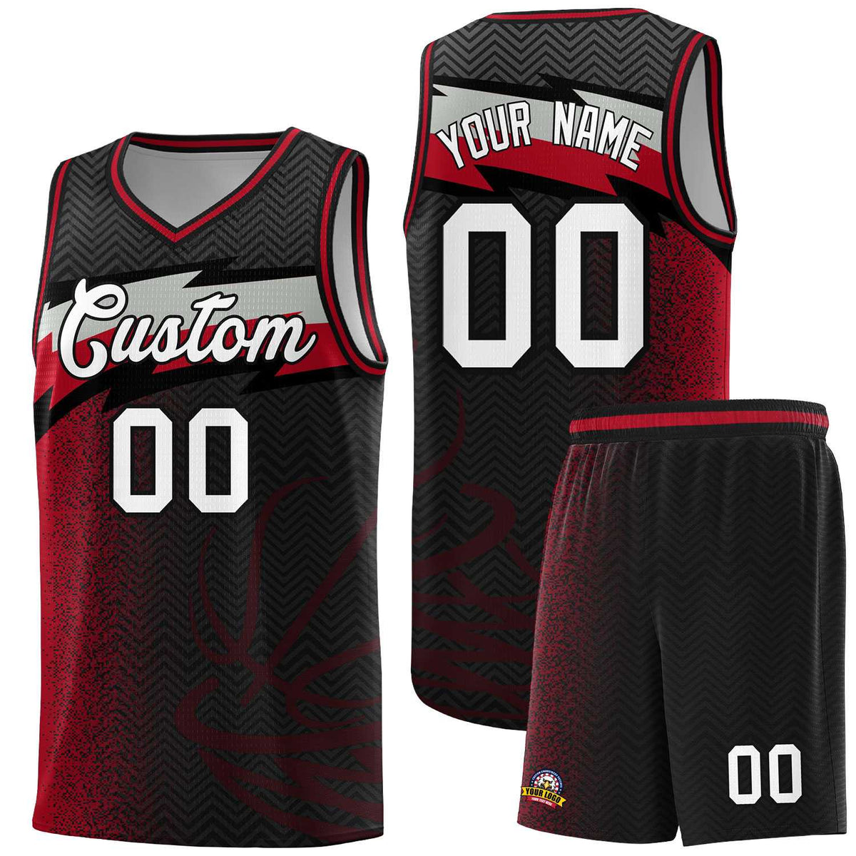 Custom Black Dot Scatter Graffiti Pattern Sports Uniform Basketball Jersey|KXKSHOP