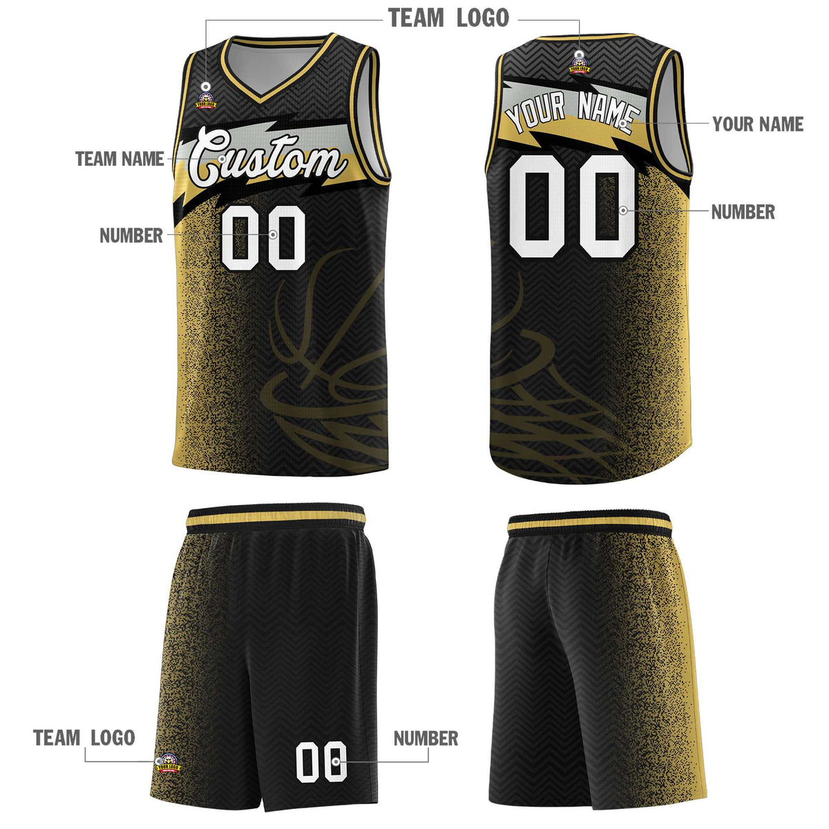 Custom Black Dot Scatter Graffiti Pattern Sports Uniform Basketball Jersey|KXKSHOP