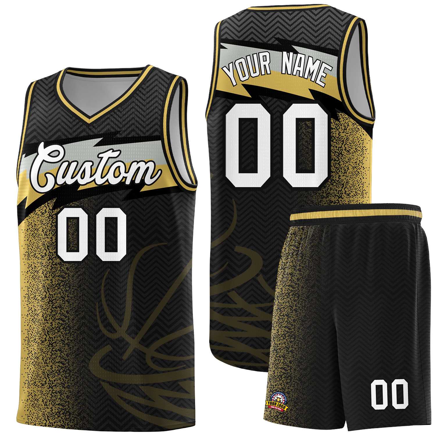 Custom Black Dot Scatter Graffiti Pattern Sports Uniform Basketball Jersey|KXKSHOP