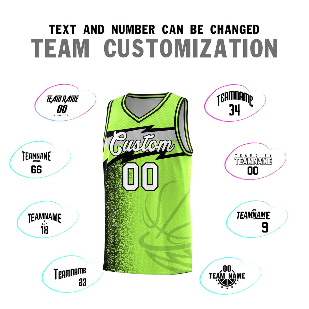 Custom Neon Green Dot Scatter Graffiti Pattern Sports Uniform Basketball Jersey|KXKSHOP