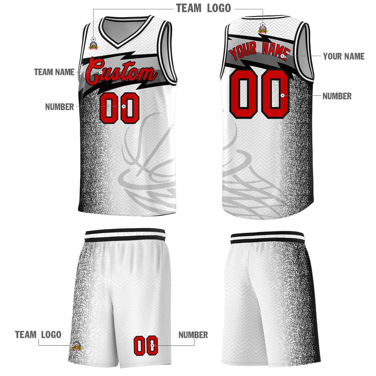 Custom White Dot Scatter Graffiti Pattern Sports Uniform Basketball Jersey|KXKSHOP
