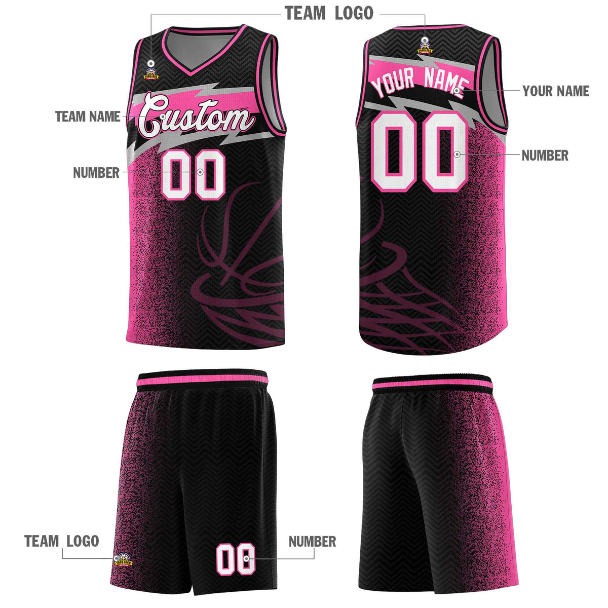 Custom Black Dot Scatter Graffiti Pattern Sports Uniform Basketball Jersey|KXKSHOP