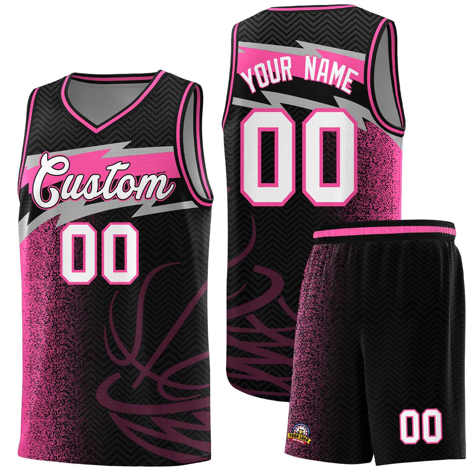Custom Black Dot Scatter Graffiti Pattern Sports Uniform Basketball Jersey|KXKSHOP