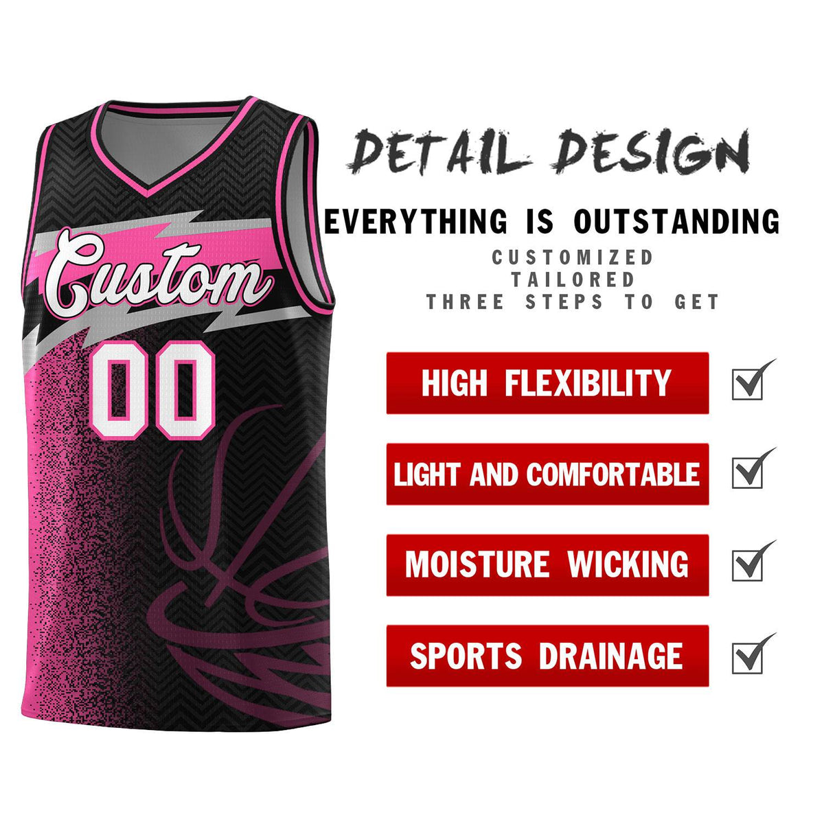 Custom Black Dot Scatter Graffiti Pattern Sports Uniform Basketball Jersey|KXKSHOP