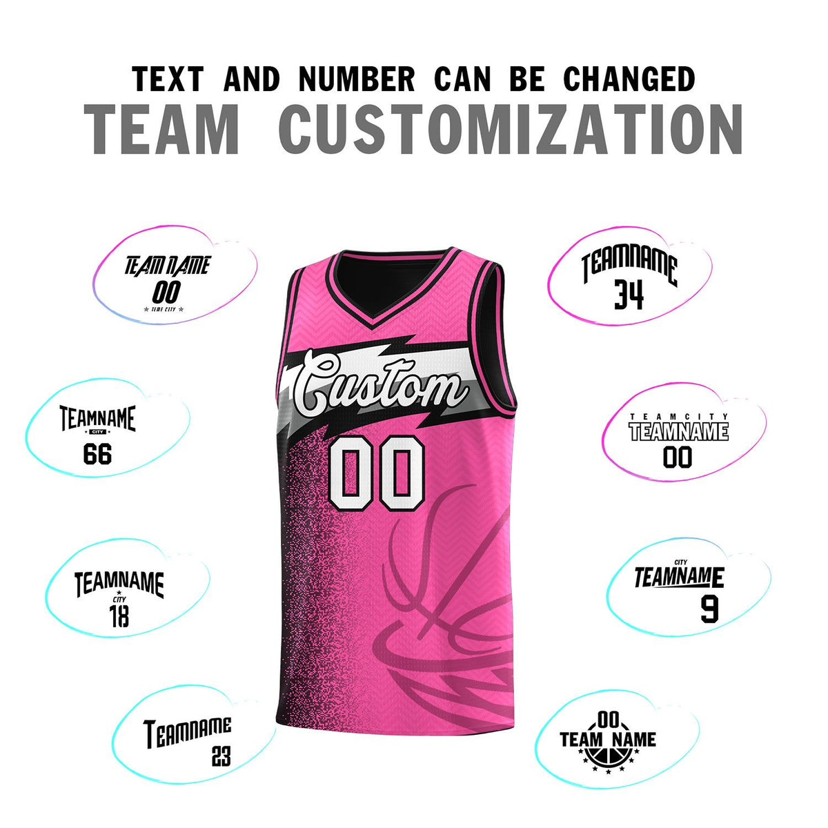 Custom Pink Dot Scatter Graffiti Pattern Sports Uniform Basketball Jersey|KXKSHOP