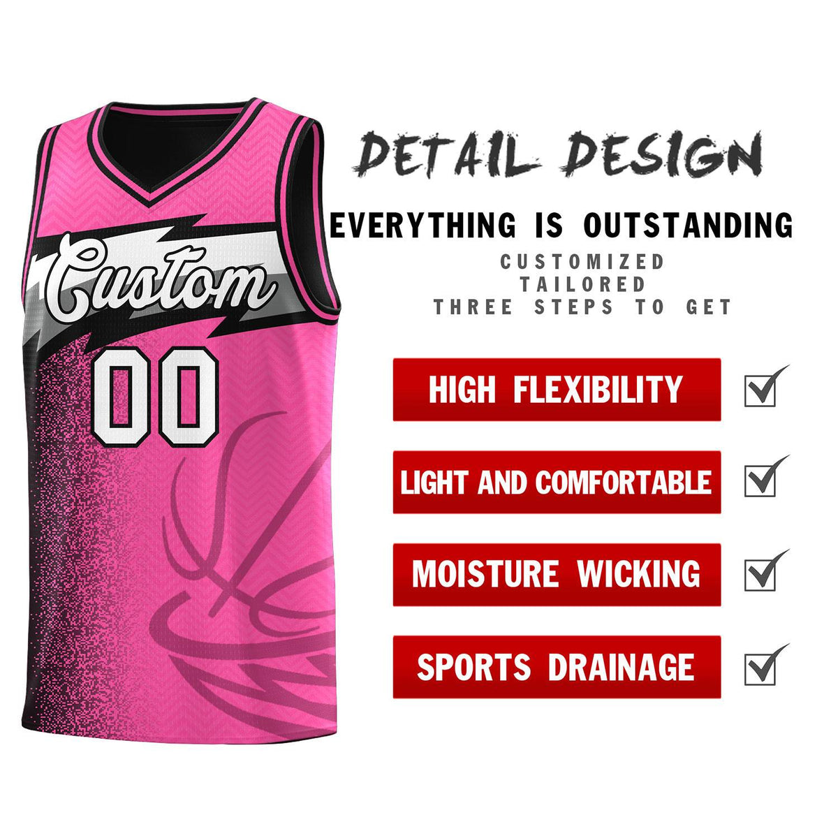 Custom Pink Dot Scatter Graffiti Pattern Sports Uniform Basketball Jersey|KXKSHOP
