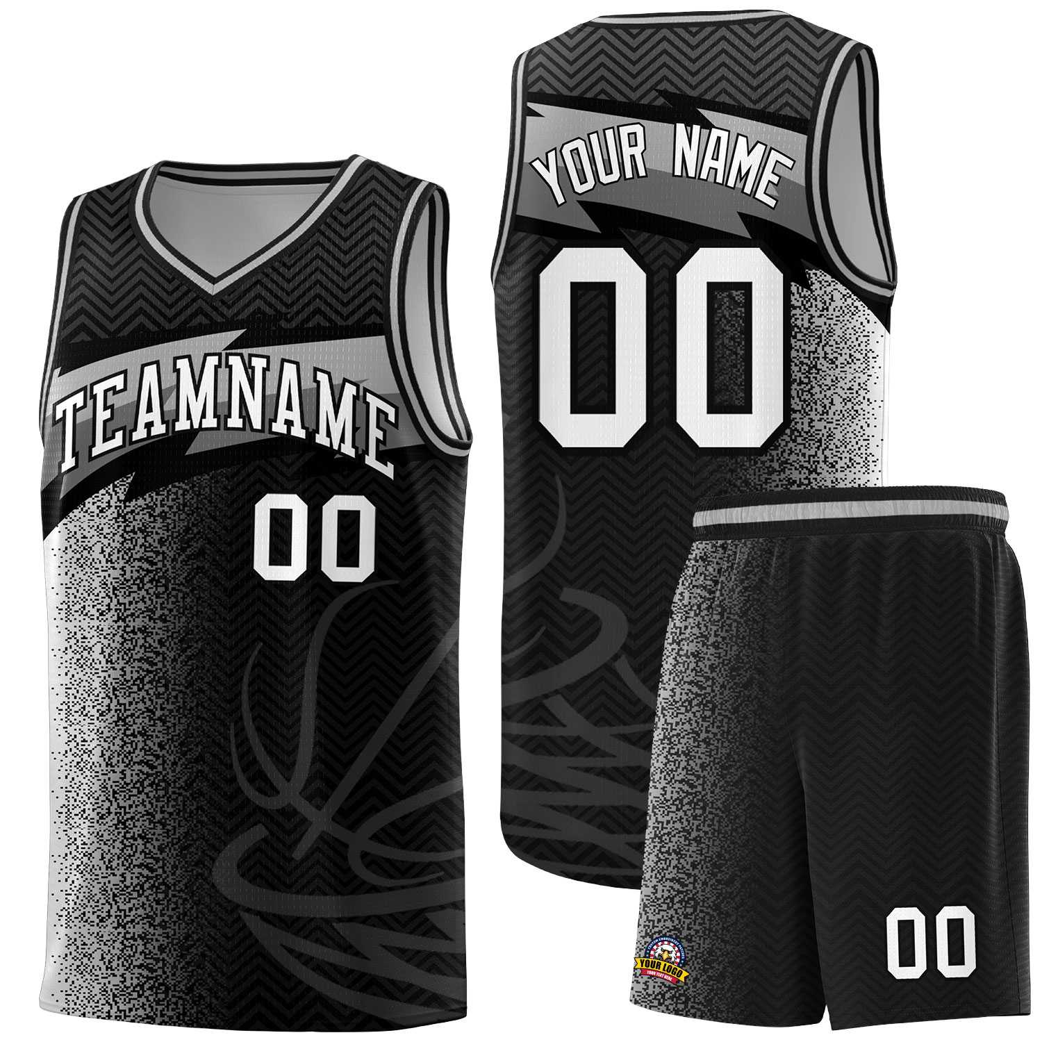 Custom Black Dot Scatter Graffiti Pattern Sports Uniform Basketball Jersey|KXKSHOP