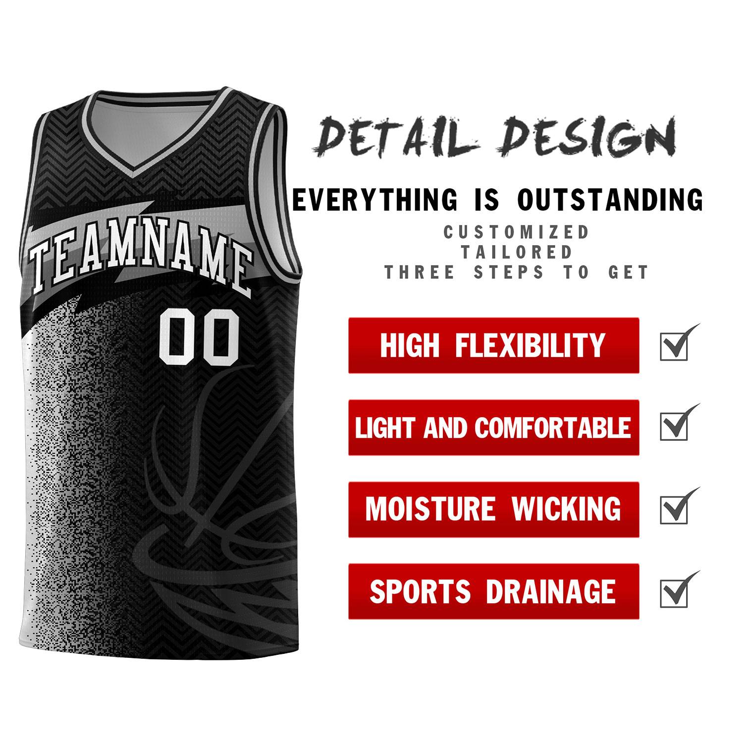 Custom Black Dot Scatter Graffiti Pattern Sports Uniform Basketball Jersey|KXKSHOP