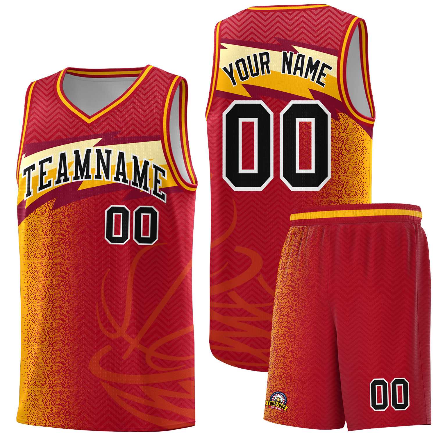 Custom Red Dot Scatter Graffiti Pattern Sports Uniform Basketball Jersey|KXKSHOP