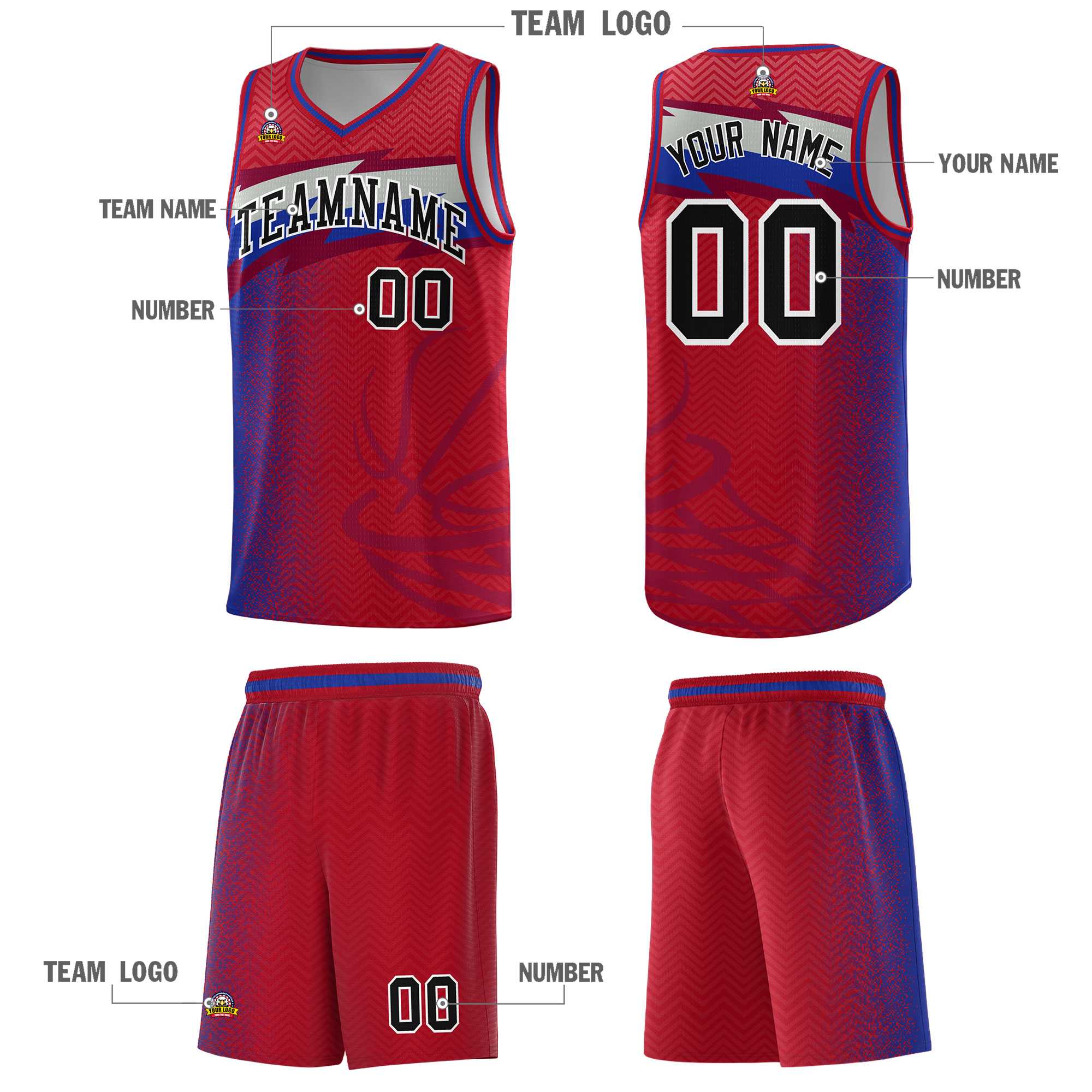 Custom Red Dot Scatter Graffiti Pattern Sports Uniform Basketball Jersey|KXKSHOP
