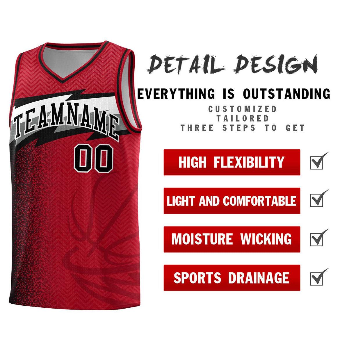Custom Red Dot Scatter Graffiti Pattern Sports Uniform Basketball Jersey|KXKSHOP