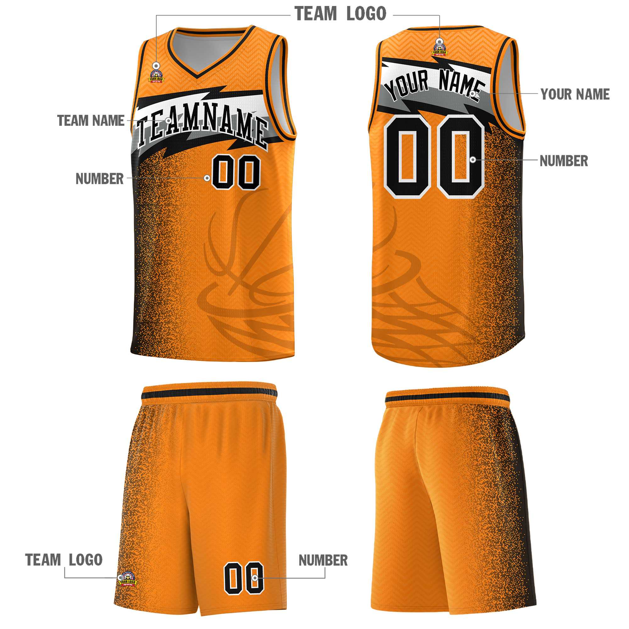 Custom Broncos Orange Dot Scatter Graffiti Pattern Sports Uniform Basketball Jersey|KXKSHOP