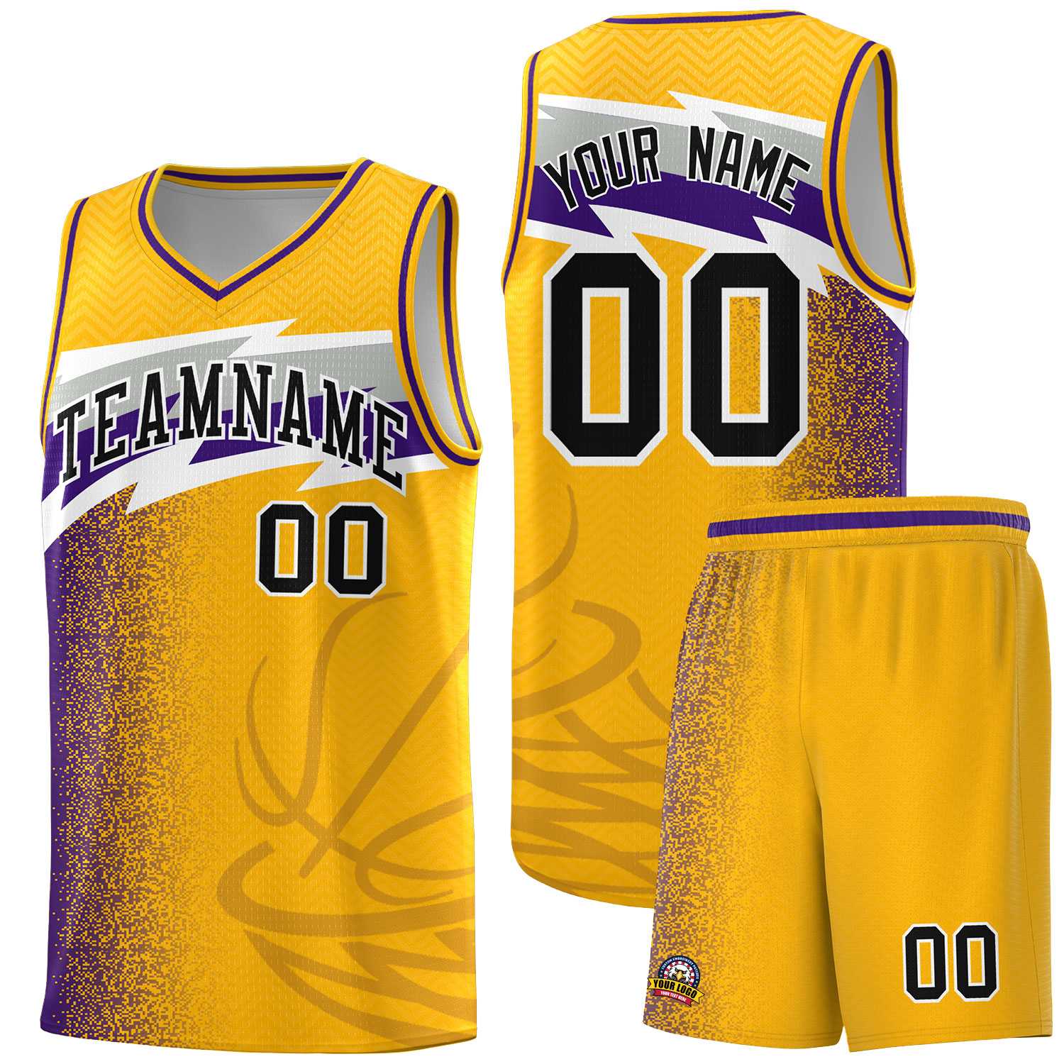Custom Gold Dot Scatter Graffiti Pattern Sports Uniform Basketball Jersey|KXKSHOP