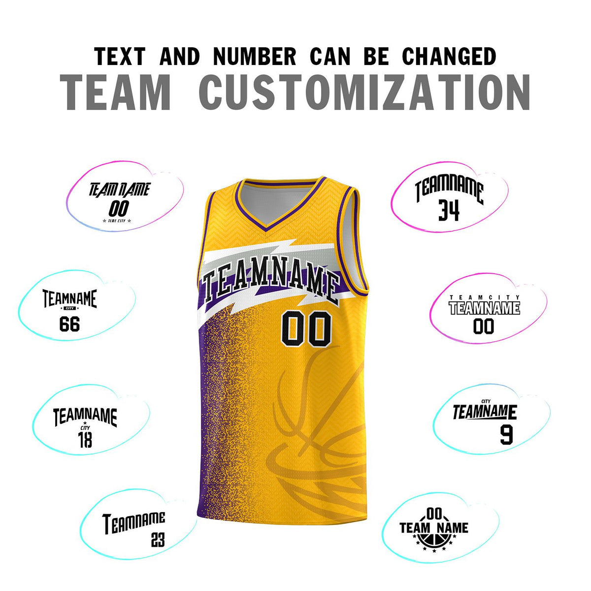 Custom Gold Dot Scatter Graffiti Pattern Sports Uniform Basketball Jersey|KXKSHOP