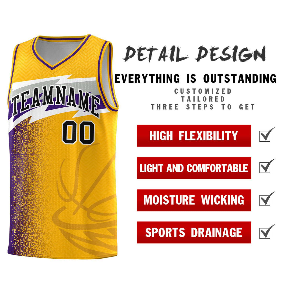 Custom Gold Dot Scatter Graffiti Pattern Sports Uniform Basketball Jersey|KXKSHOP