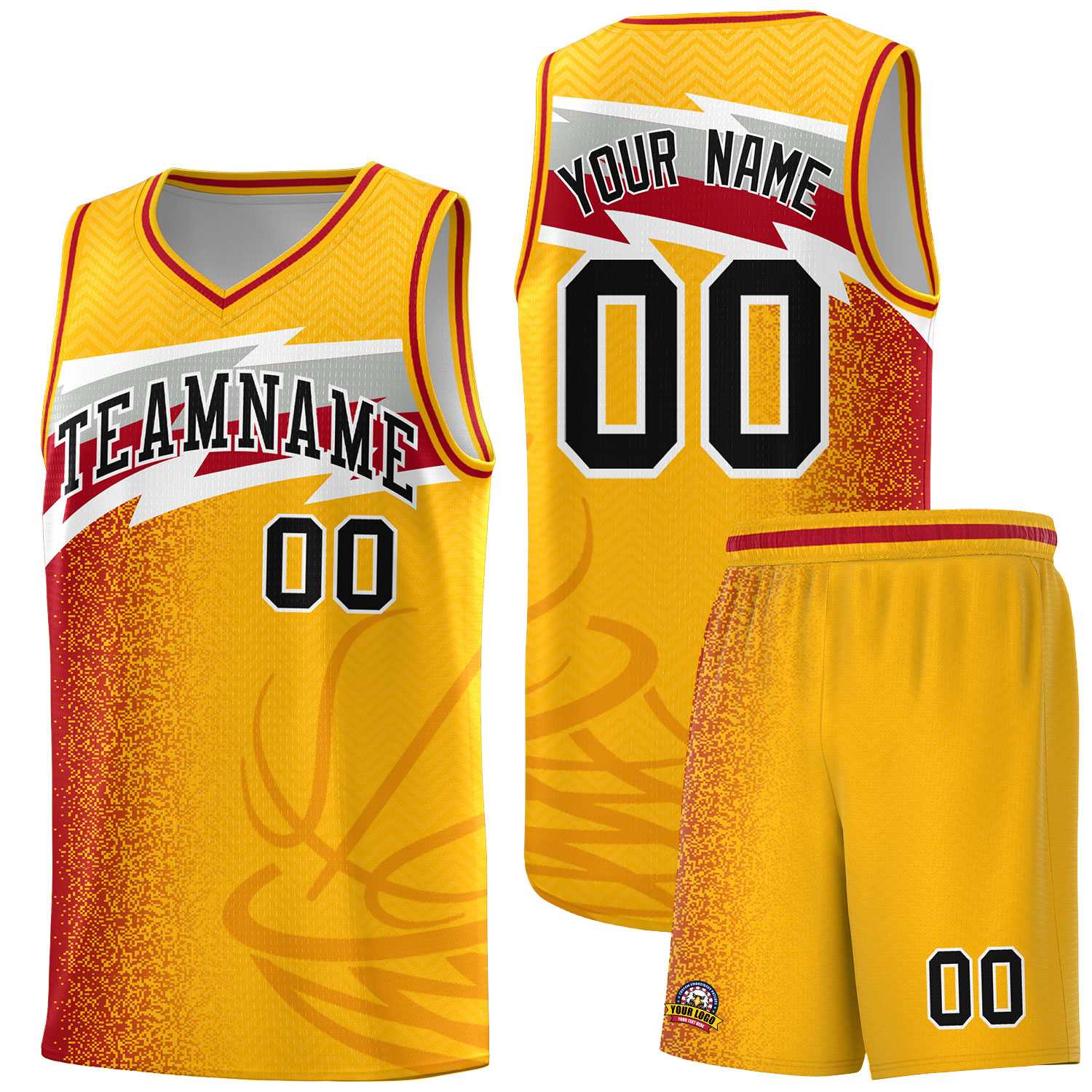Custom Gold Dot Scatter Graffiti Pattern Sports Uniform Basketball Jersey|KXKSHOP
