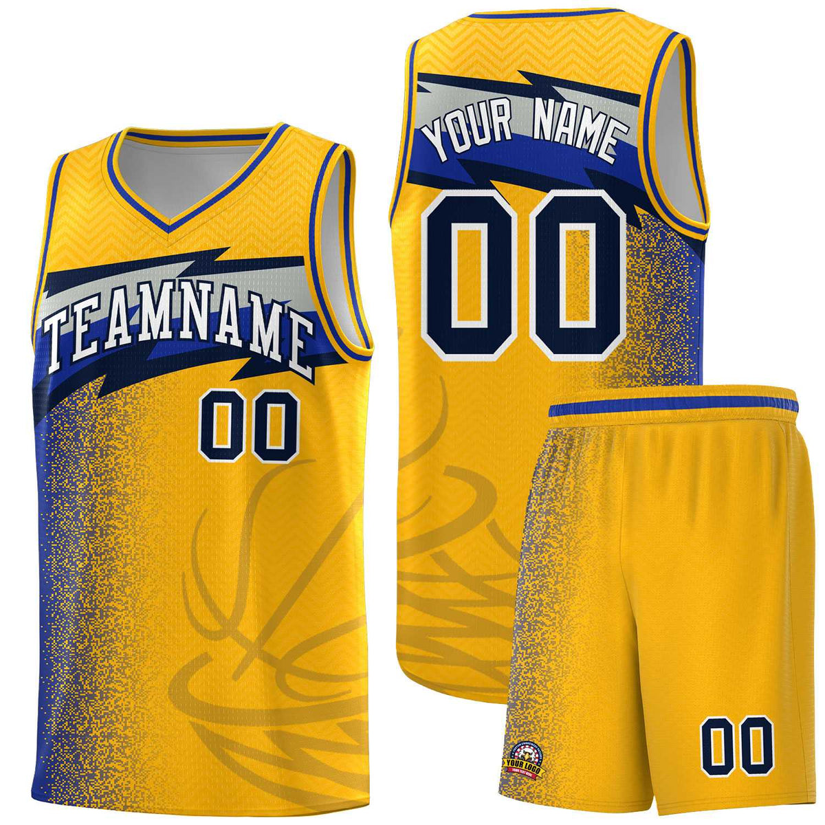 Custom Gold Dot Scatter Graffiti Pattern Sports Uniform Basketball Jersey|KXKSHOP
