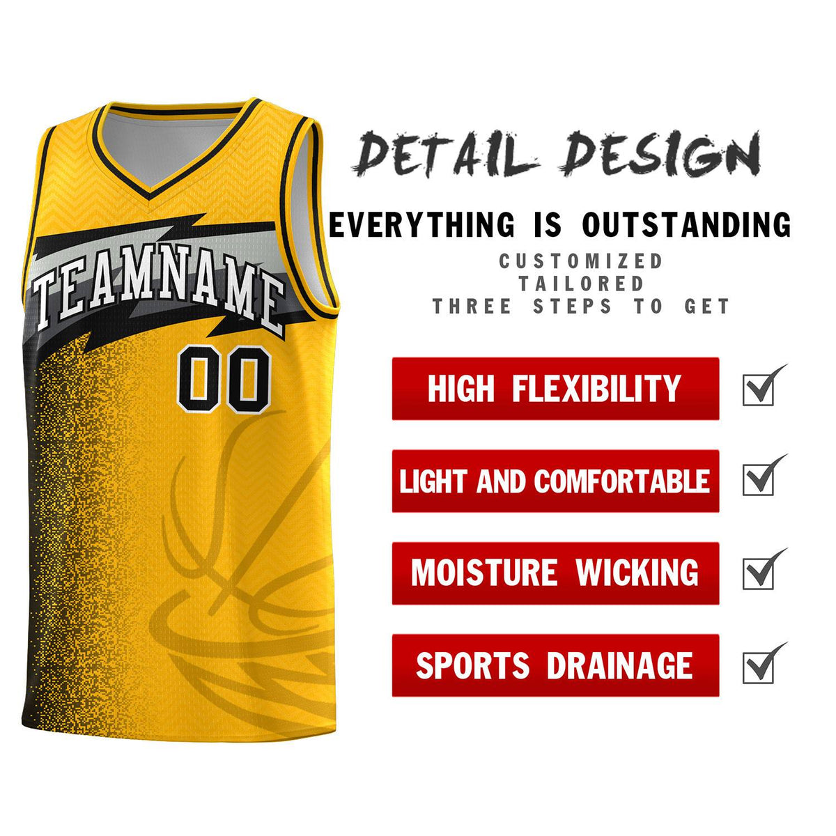 Custom Gold Dot Scatter Graffiti Pattern Sports Uniform Basketball Jersey|KXKSHOP