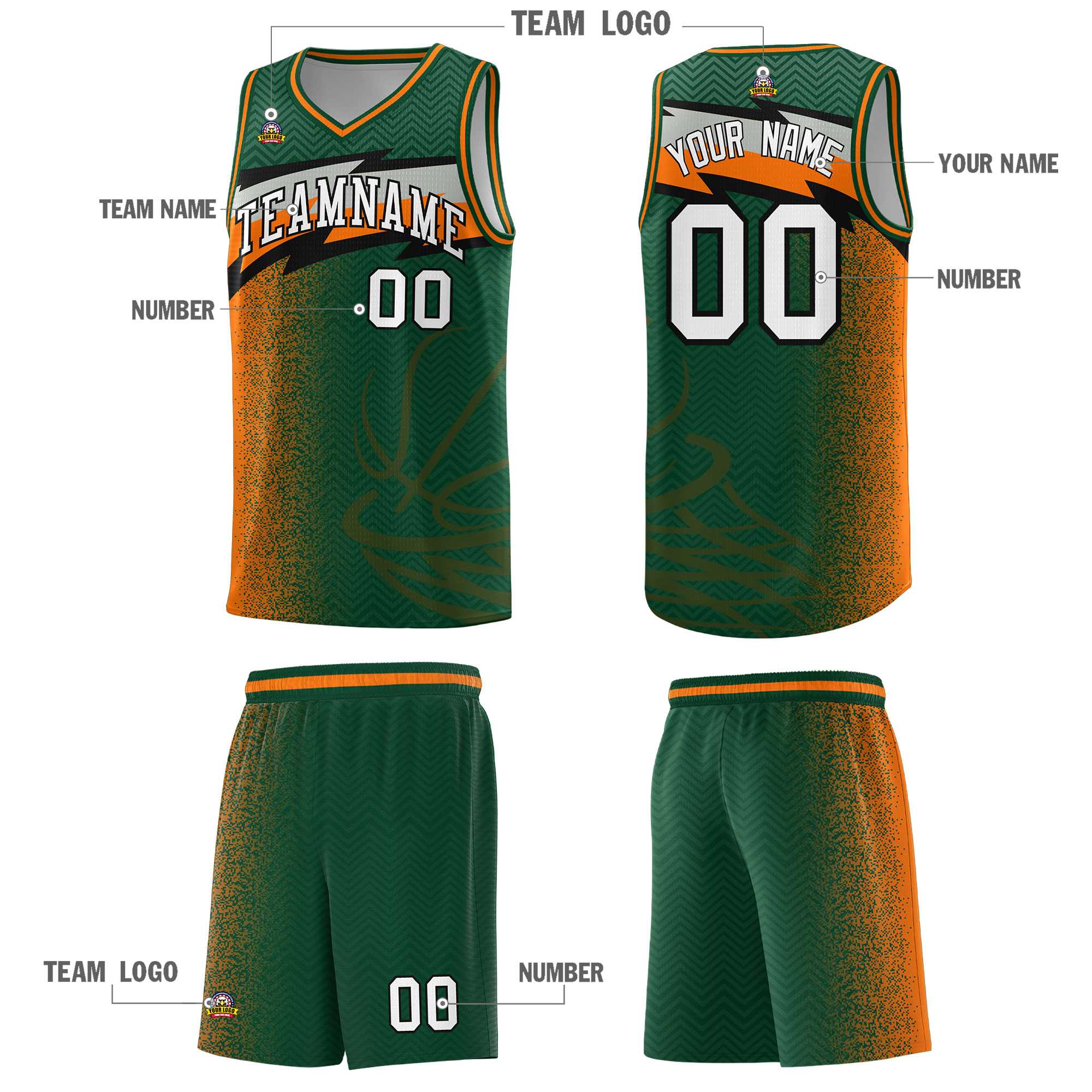 Custom Kelly Green Dot Scatter Graffiti Pattern Sports Uniform Basketball Jersey|KXKSHOP