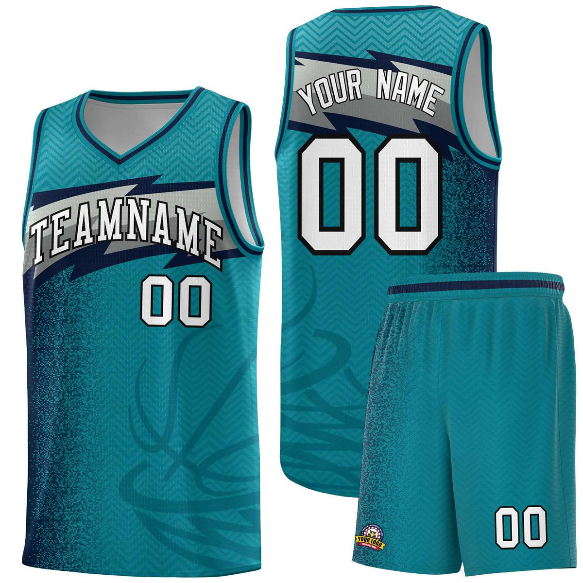 Custom Aqua Dot Scatter Graffiti Pattern Sports Uniform Basketball Jersey|KXKSHOP