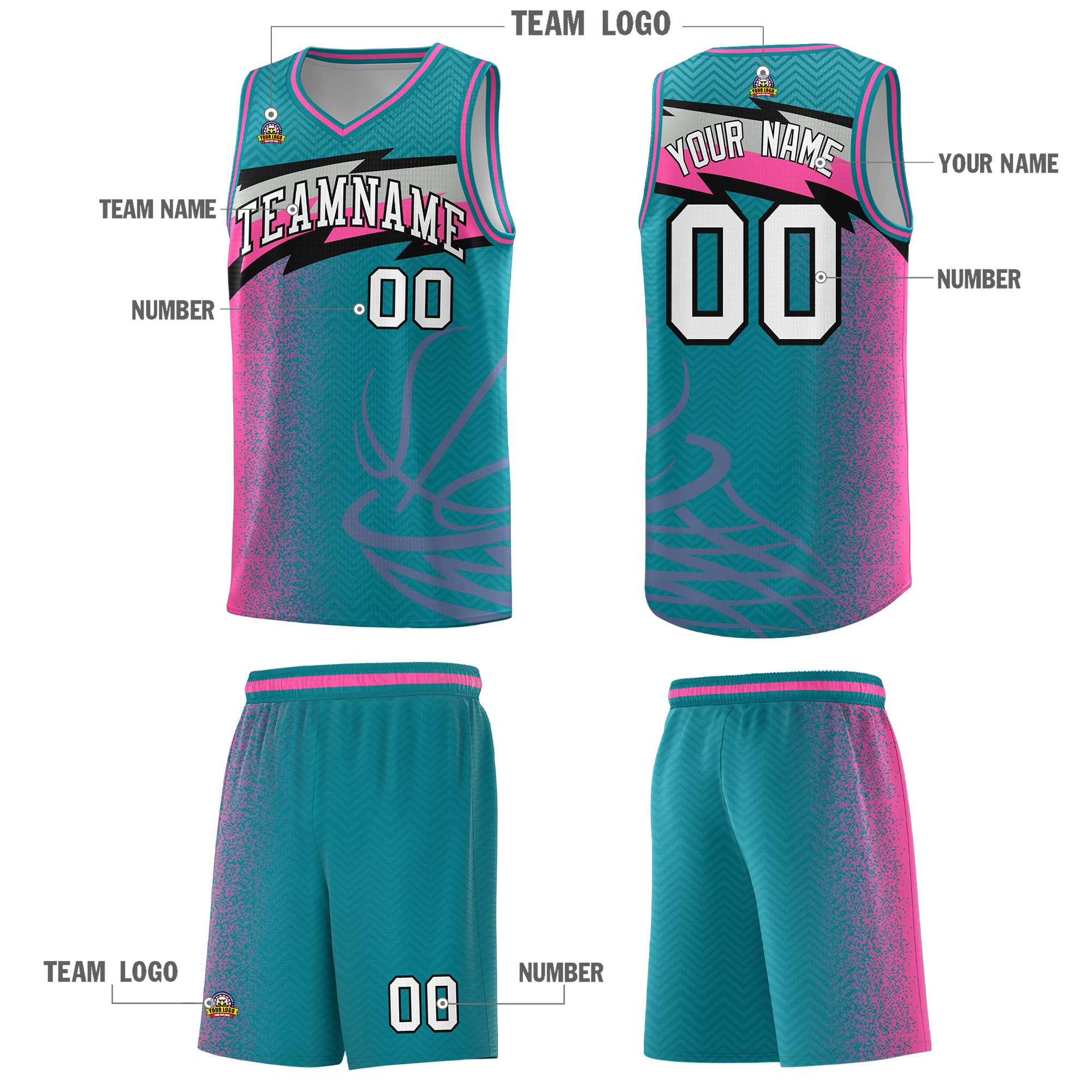 Custom Aqua Dot Scatter Graffiti Pattern Sports Uniform Basketball Jersey|KXKSHOP