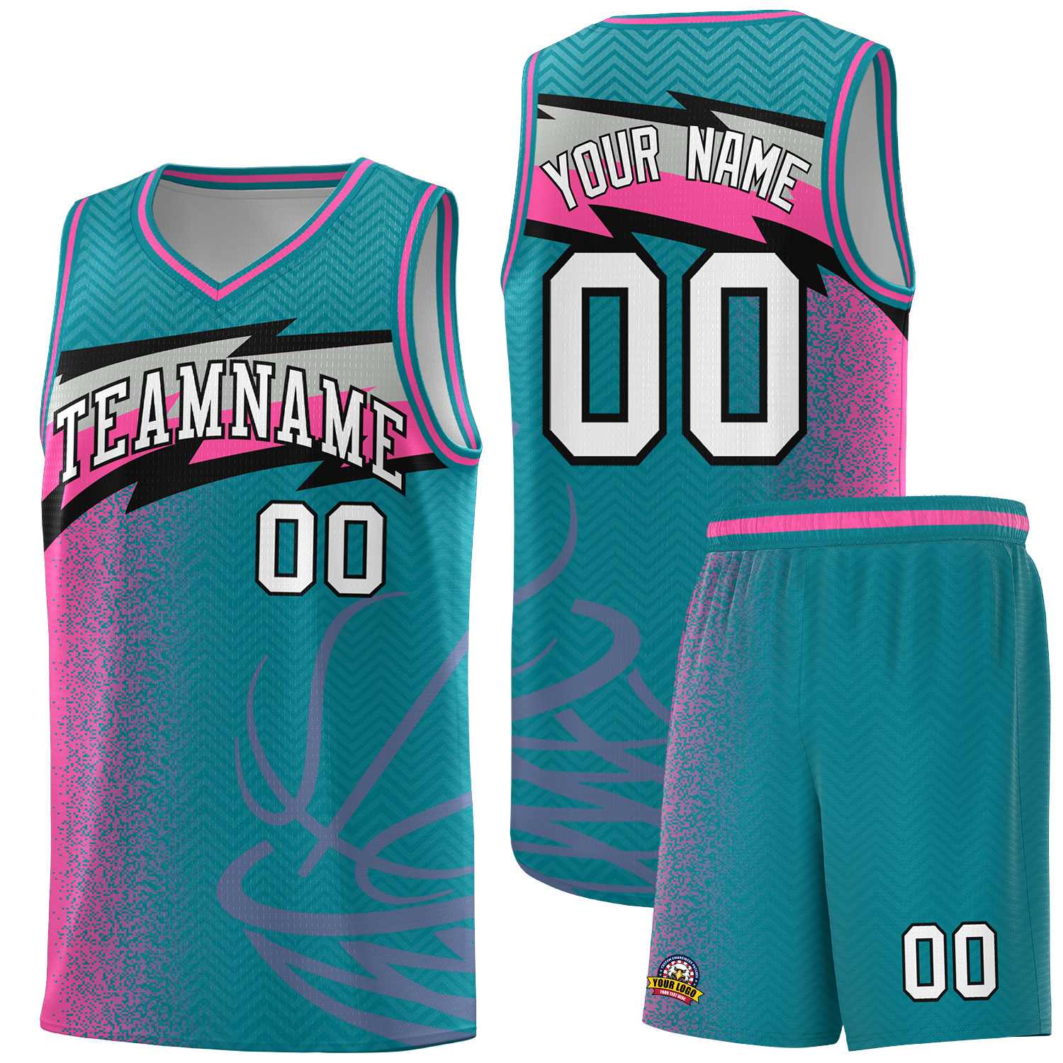 Custom Aqua Dot Scatter Graffiti Pattern Sports Uniform Basketball Jersey|KXKSHOP