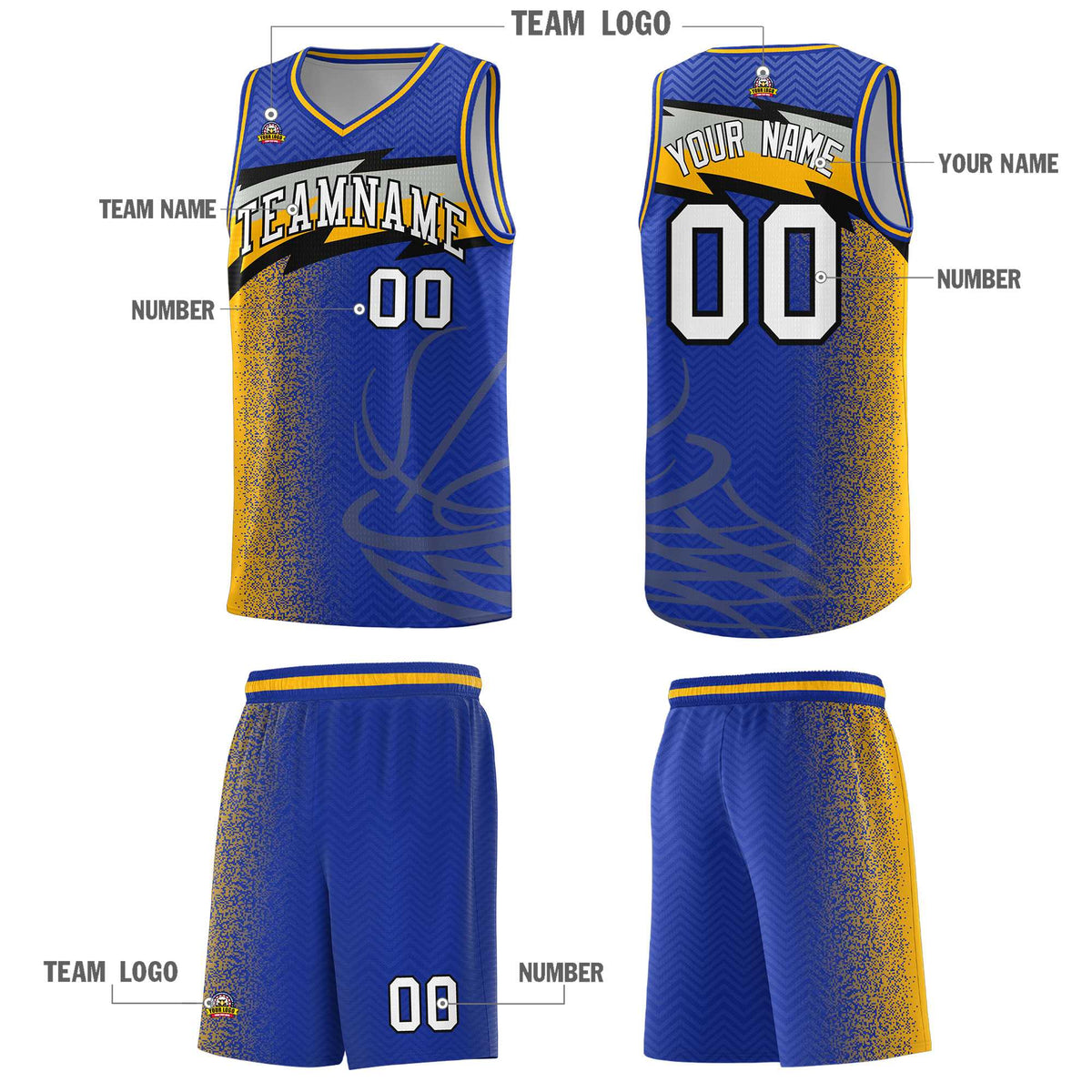Custom Royal Dot Scatter Graffiti Pattern Sports Uniform Basketball Jersey|KXKSHOP
