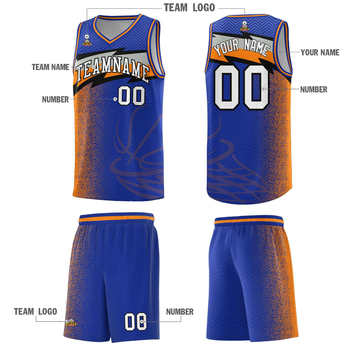 Custom Royal Dot Scatter Graffiti Pattern Sports Uniform Basketball Jersey|KXKSHOP