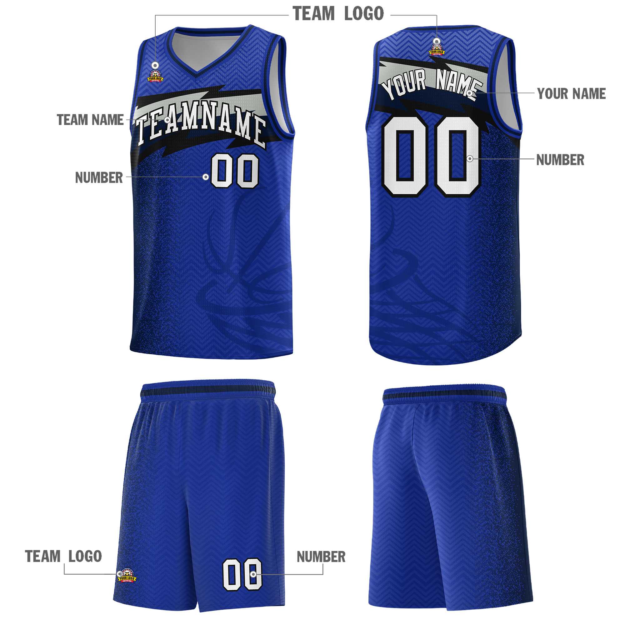 Custom Royal Dot Scatter Graffiti Pattern Sports Uniform Basketball Jersey|KXKSHOP