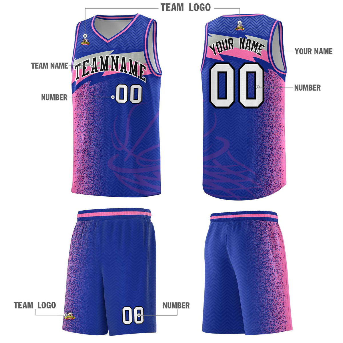 Custom Royal Dot Scatter Graffiti Pattern Sports Uniform Basketball Jersey|KXKSHOP
