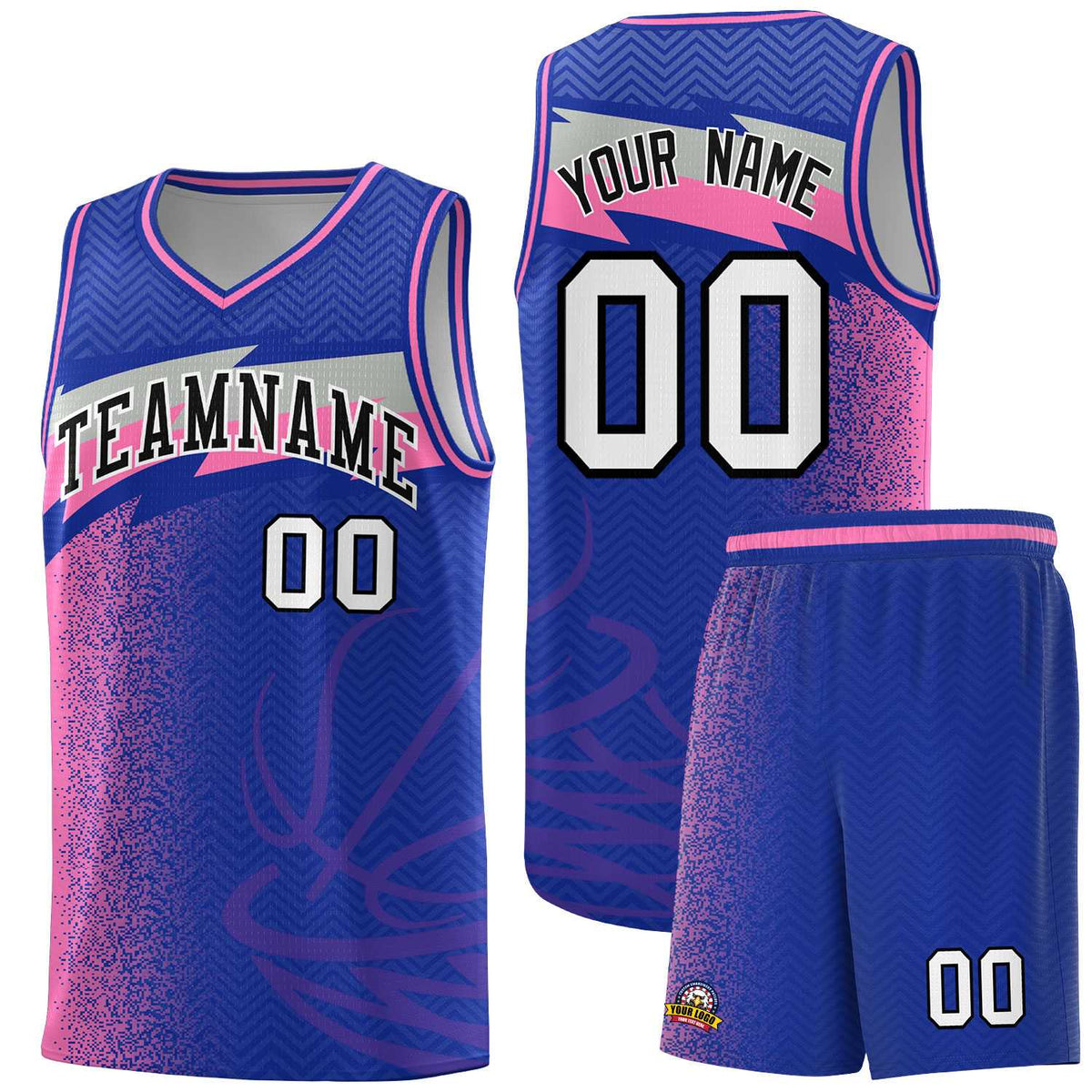Custom Royal Dot Scatter Graffiti Pattern Sports Uniform Basketball Jersey|KXKSHOP