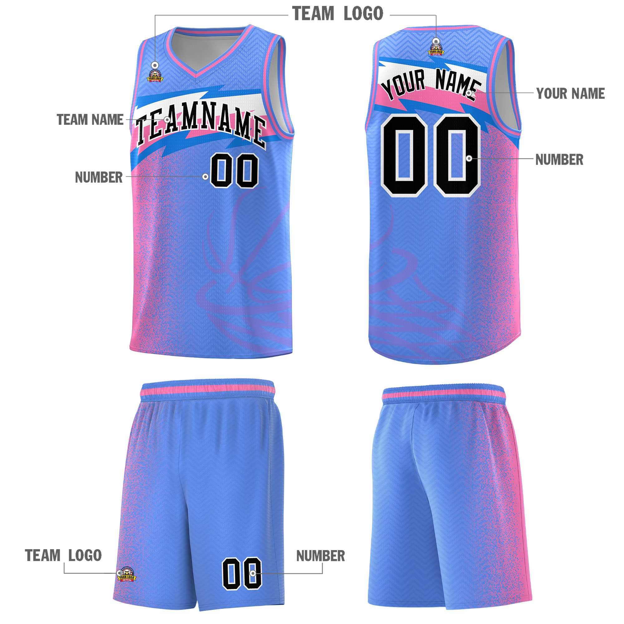 Custom Blue Dot Scatter Graffiti Pattern Sports Uniform Basketball Jersey|KXKSHOP