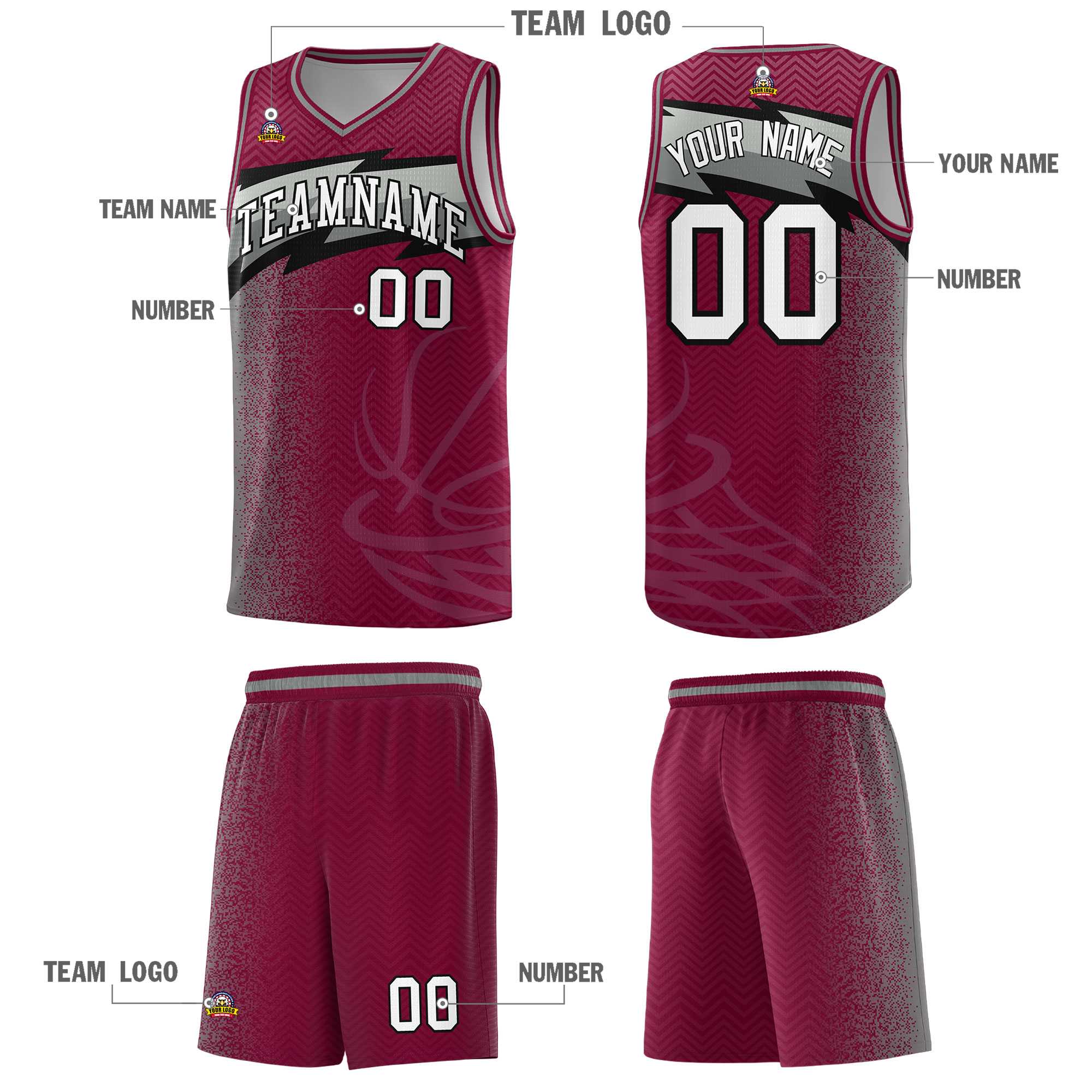 Custom Crimson Dot Scatter Graffiti Pattern Sports Uniform Basketball Jersey|KXKSHOP