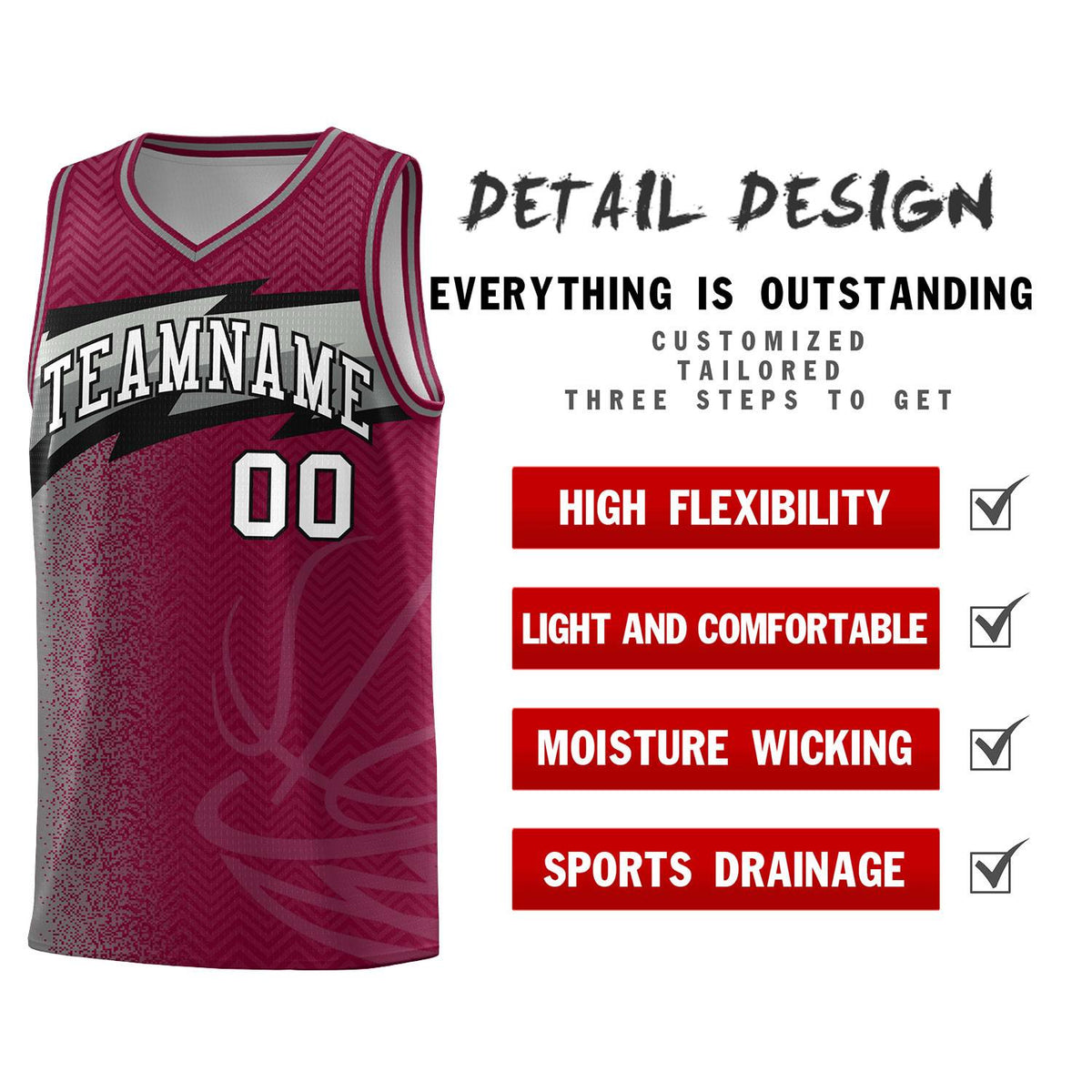 Custom Crimson Dot Scatter Graffiti Pattern Sports Uniform Basketball Jersey|KXKSHOP