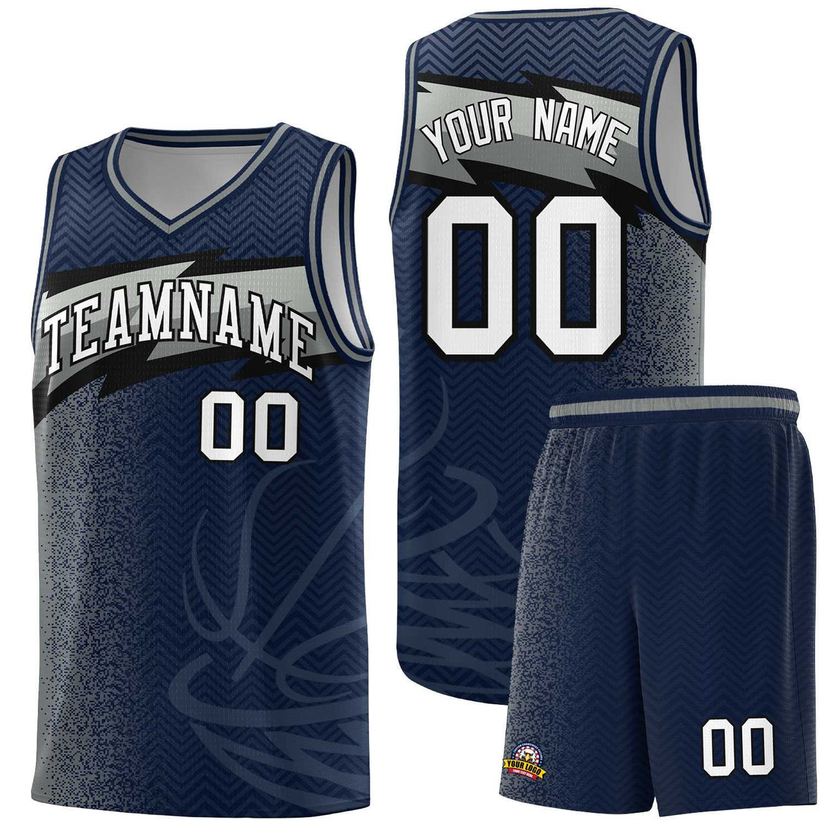 Custom Navy Dot Scatter Graffiti Pattern Sports Uniform Basketball Jersey|KXKSHOP