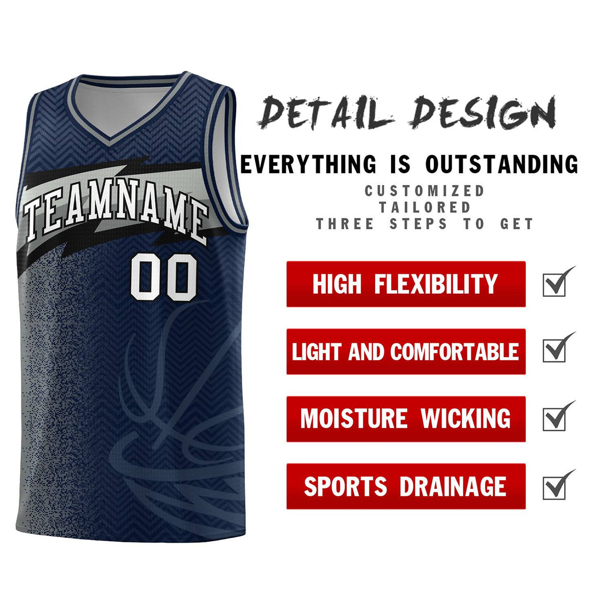 Custom Navy Dot Scatter Graffiti Pattern Sports Uniform Basketball Jersey|KXKSHOP