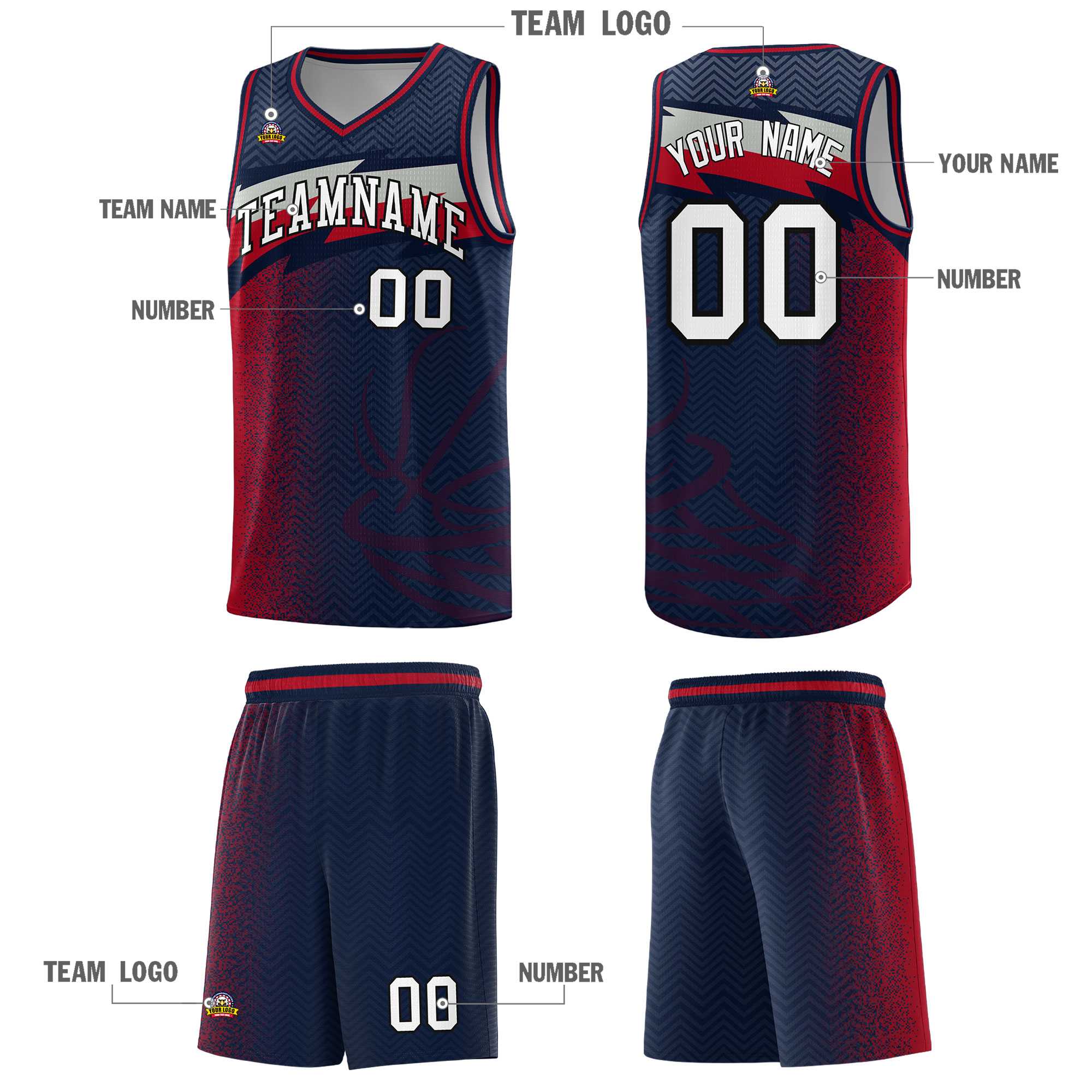 Custom Navy Dot Scatter Graffiti Pattern Sports Uniform Basketball Jersey|KXKSHOP