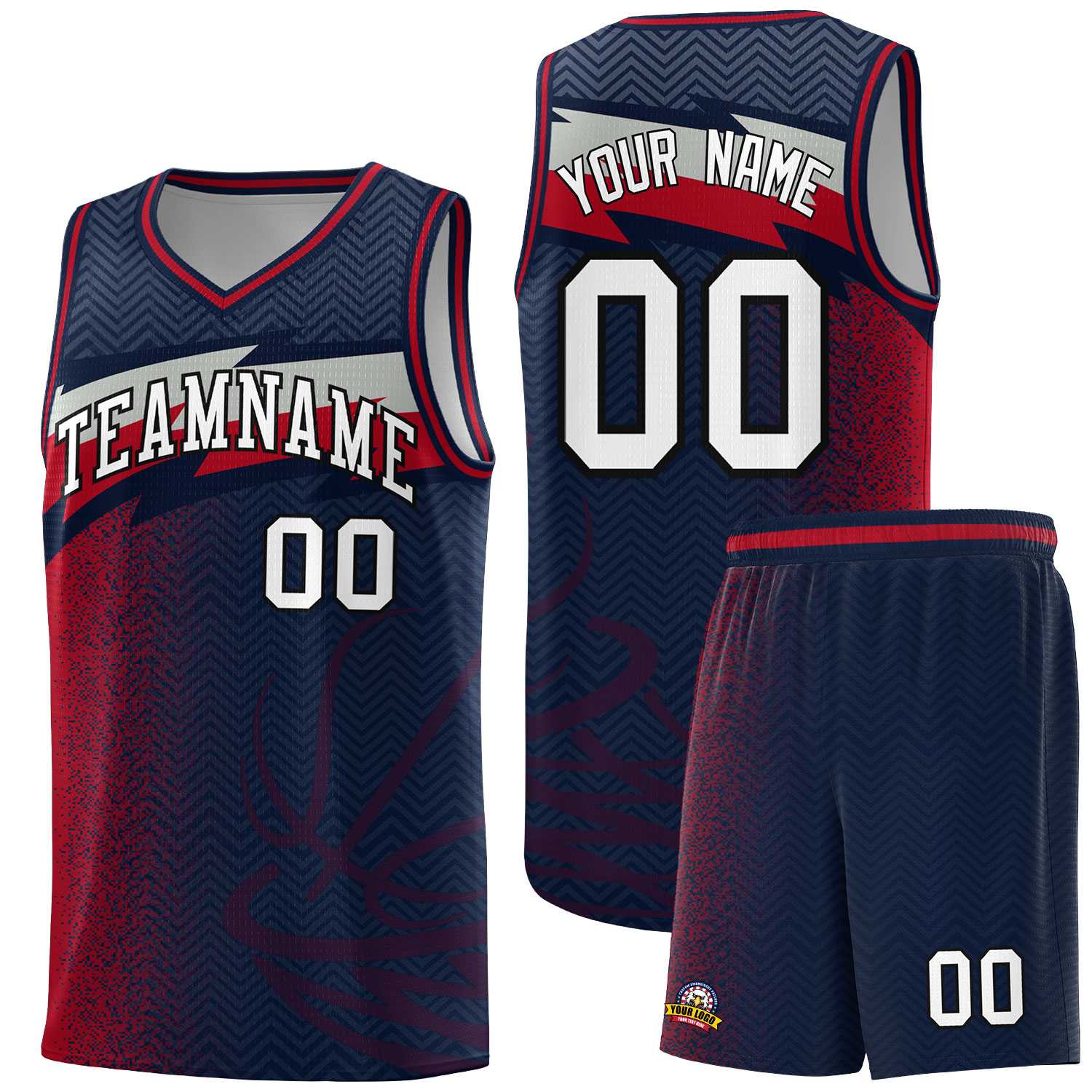 Custom Navy Dot Scatter Graffiti Pattern Sports Uniform Basketball Jersey|KXKSHOP