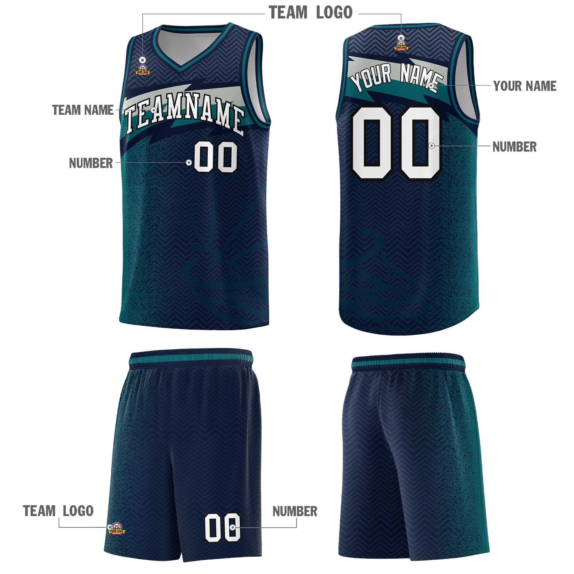 Custom Navy Dot Scatter Graffiti Pattern Sports Uniform Basketball Jersey|KXKSHOP