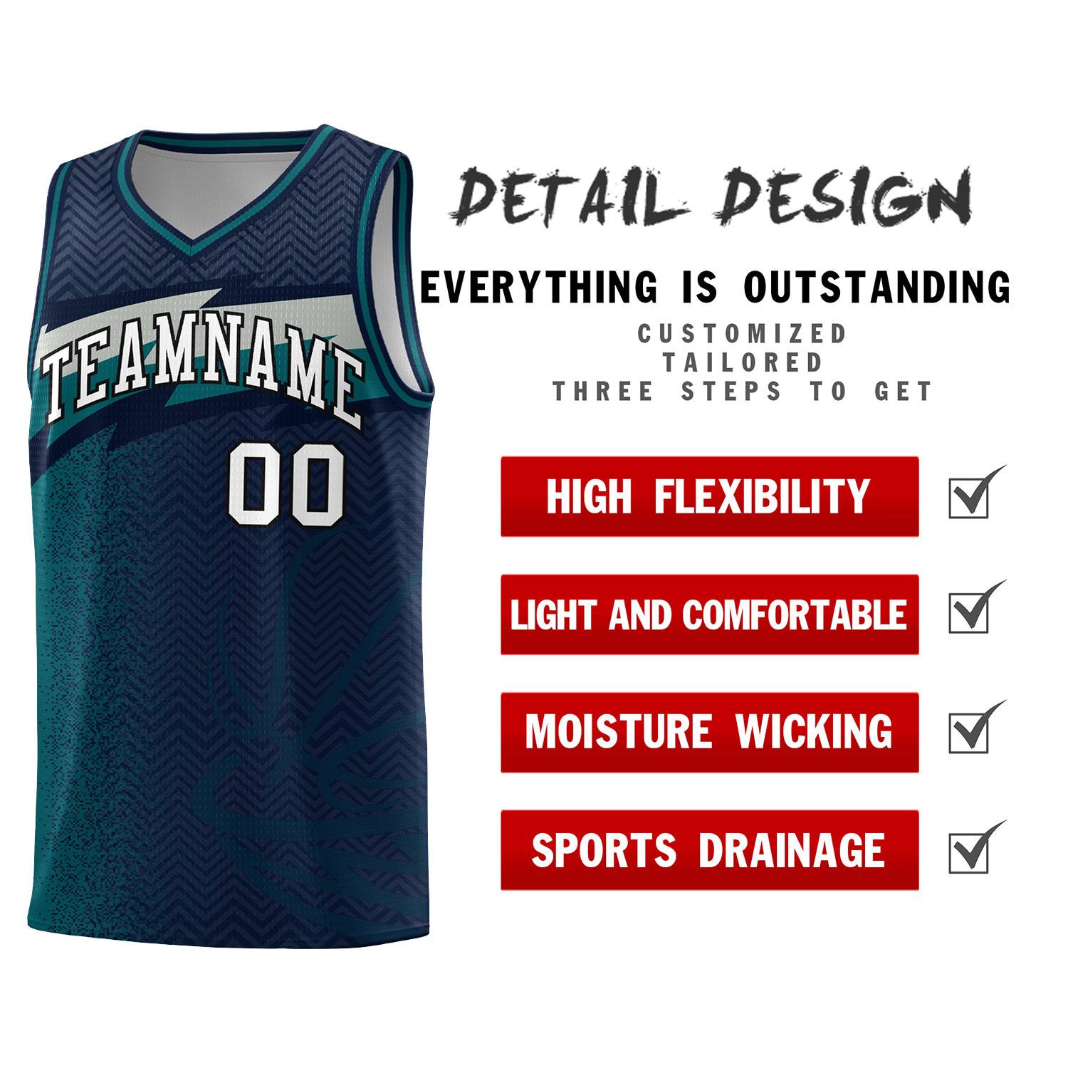 Custom Navy Dot Scatter Graffiti Pattern Sports Uniform Basketball Jersey|KXKSHOP