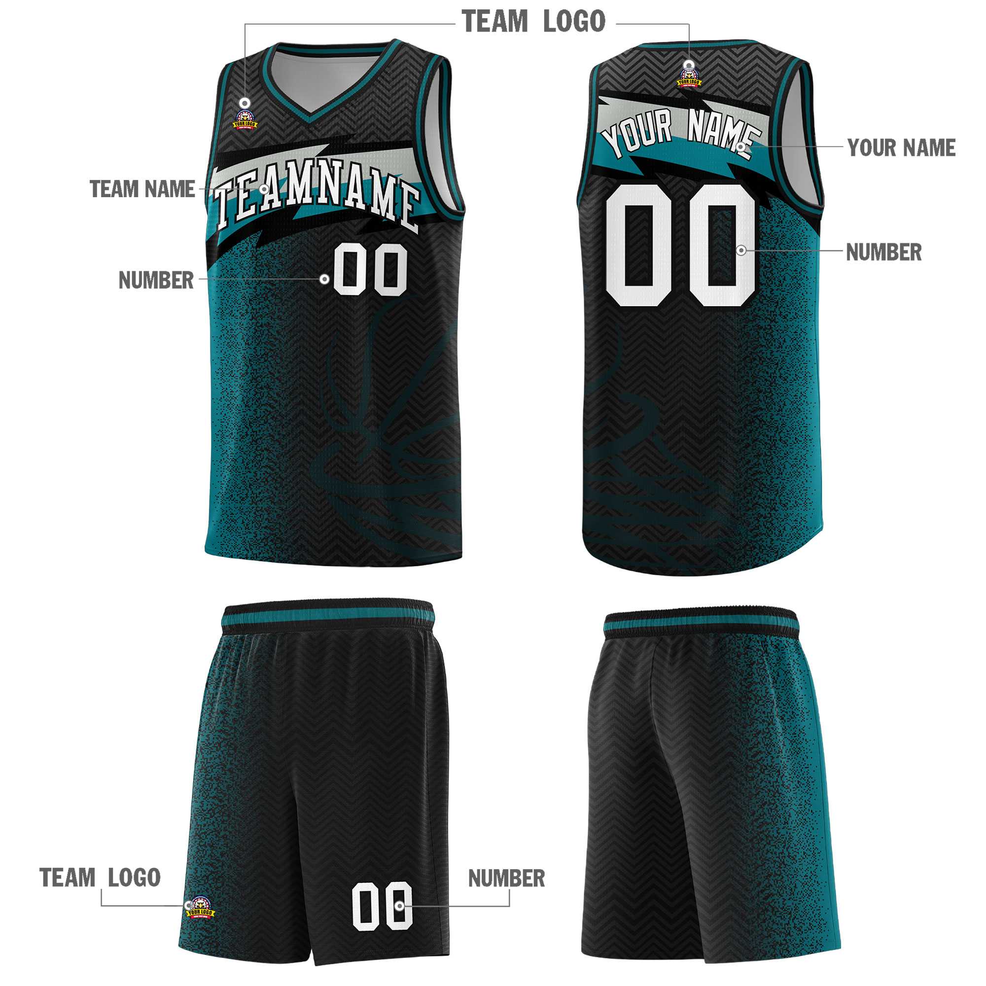 Custom Black Dot Scatter Graffiti Pattern Sports Uniform Basketball Jersey|KXKSHOP