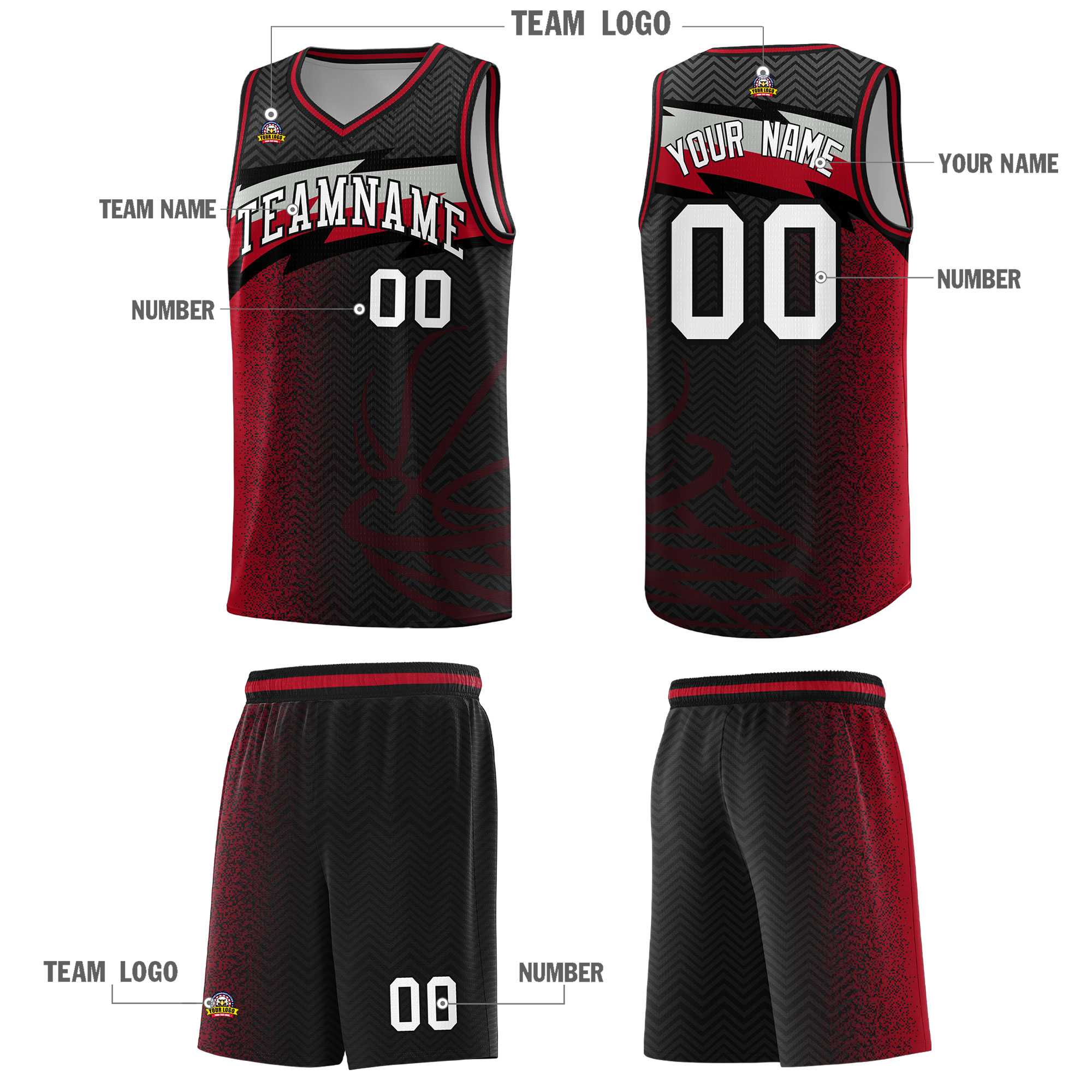 Custom Black Dot Scatter Graffiti Pattern Sports Uniform Basketball Jersey|KXKSHOP