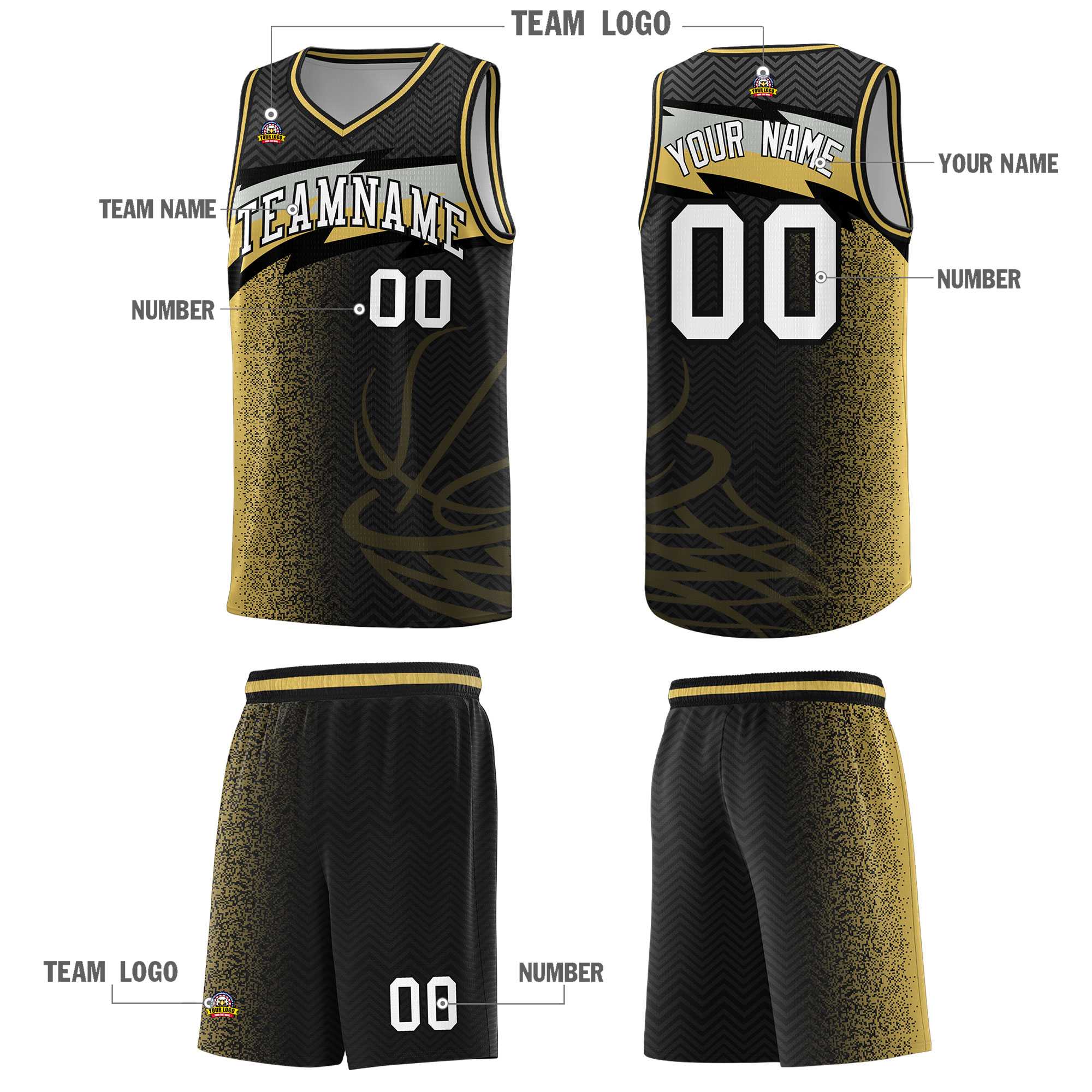 Custom Black Dot Scatter Graffiti Pattern Sports Uniform Basketball Jersey|KXKSHOP