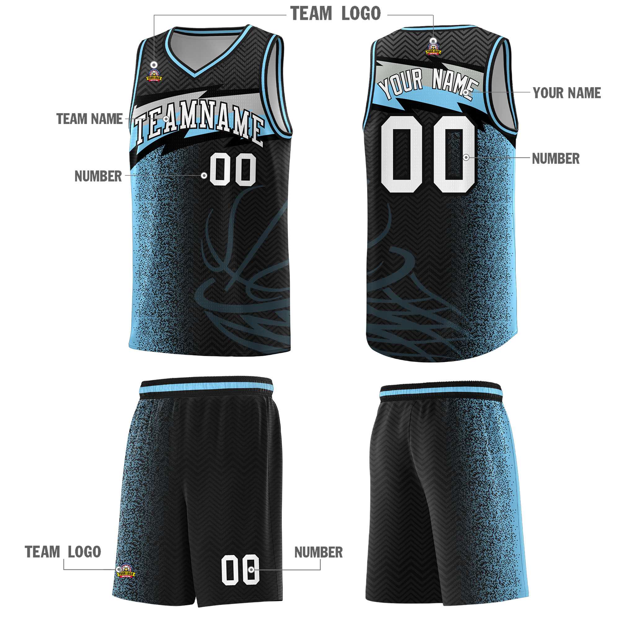 Custom Black Dot Scatter Graffiti Pattern Sports Uniform Basketball Jersey|KXKSHOP