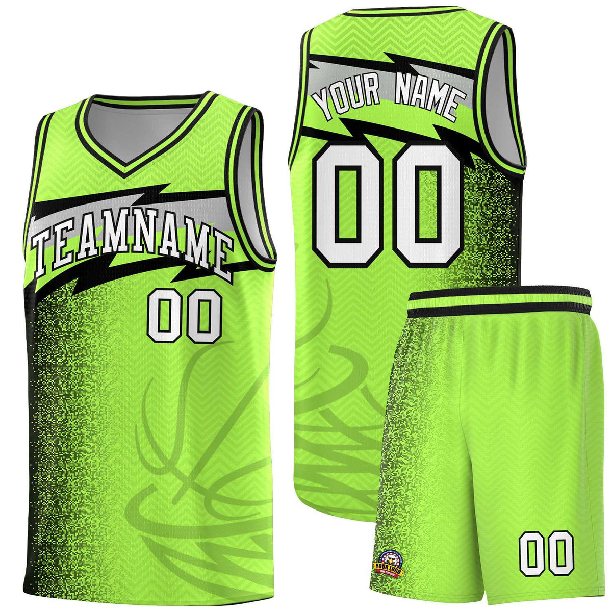 Custom Neon Green Dot Scatter Graffiti Pattern Sports Uniform Basketball Jersey|KXKSHOP
