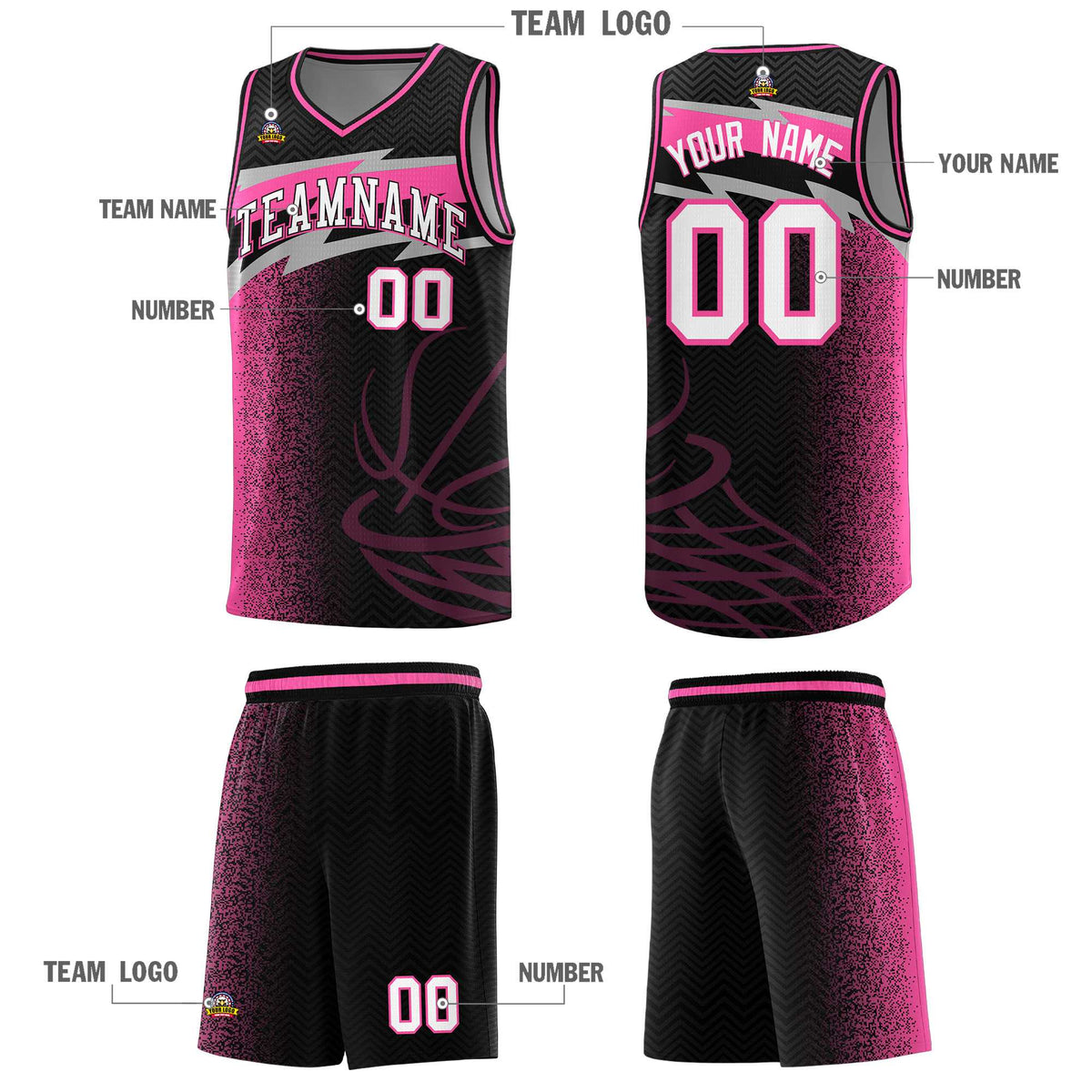 Custom Black Dot Scatter Graffiti Pattern Sports Uniform Basketball Jersey|KXKSHOP