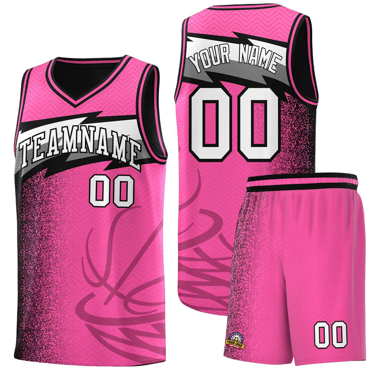 Custom Pink Dot Scatter Graffiti Pattern Sports Uniform Basketball Jersey|KXKSHOP