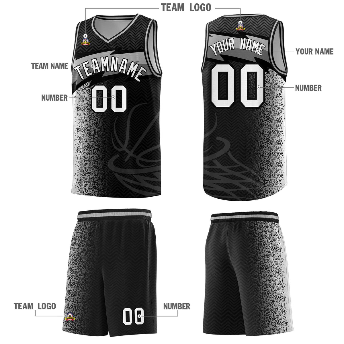 Custom Black Dot Scatter Graffiti Pattern Sports Uniform Basketball Jersey|KXKSHOP