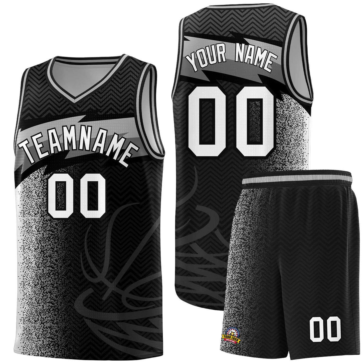 Custom Black Dot Scatter Graffiti Pattern Sports Uniform Basketball Jersey|KXKSHOP