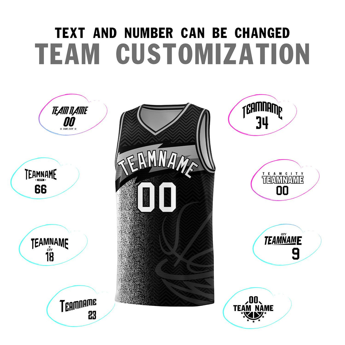 Custom Black Dot Scatter Graffiti Pattern Sports Uniform Basketball Jersey|KXKSHOP